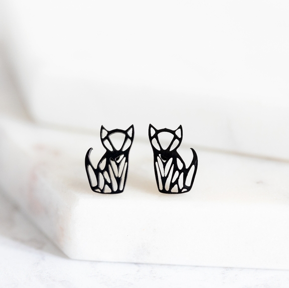 🔹️Sale🔹️2/$30 - Geometric Cat Earring Studs - Only 1 left! - Picture 3 of 6